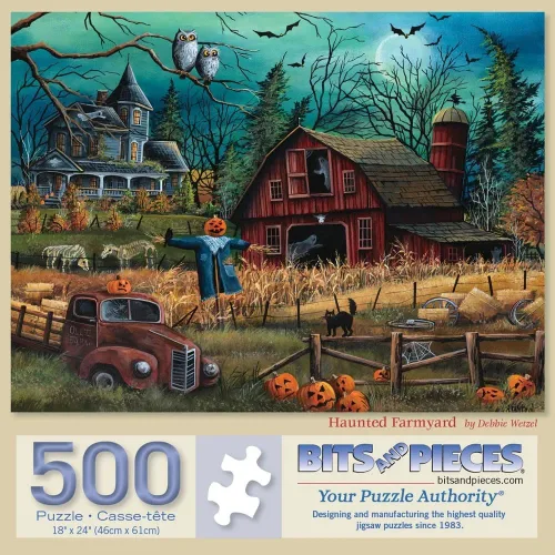 Vista 10 de Bits and Pieces Rompecabezas para adultos de 300 piezas - Granja embrujada Rompecabezas de 18 x 24 pulgadas, 300 piezas, rompecabezas espeluznantes