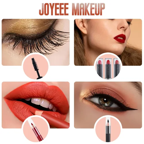 Vista 6 de Joyeee Juego de regalo de maquillaje todo en uno, kit completo para mujer, kit completo con bolsa de maquillaje, corrector, lápiz labial, rubor