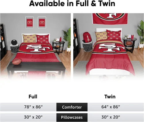 Vista 5 de FOCO Unisex-Adult NFL Team Logo Bed in a Bag Comforter Bedding 3-Piece Set
