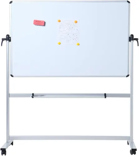 Vista 2 de VIZ-PRO Pizarra blanca móvil magnética de doble cara, 48 x 36 pulgadas, marco de aluminio y soporte