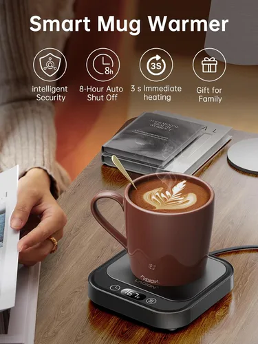 Vista 4 de LAOION Calentador de tazas – Calentador de taza de café de 40 W para escritorio con apagado automático, calentador de velas eléctrico inteligente