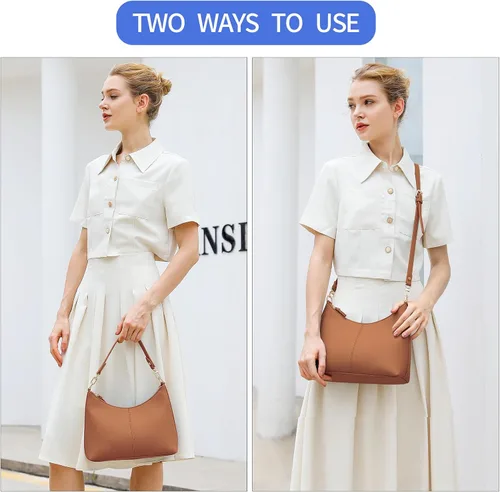 Vista 2 de Keyli Bolsos pequeños de hombro para mujer, bolso pequeño impermeable de piel sintética suave para el trabajo, compras