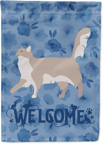Vista 59 de Caroline's Treasures CK4813CHF - Bandera de bienvenida con gato abisinio azul, manga grande, para porche, para colgar en la pared, poliéster