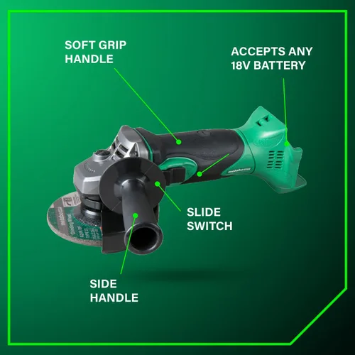 Vista 3 de Metabo HPT Kit de amoladora angular de potencia con interruptor deslizante multivoltios de 18 V, herramienta eléctrica de motor de alto par