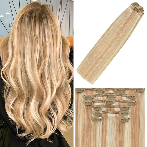 Vista 56 de WindTouch - Extensiones de cabello humano liso con pinzas, color negro azabache, 2.47 onzas, N.° 1, 12 pulgadas, 7
