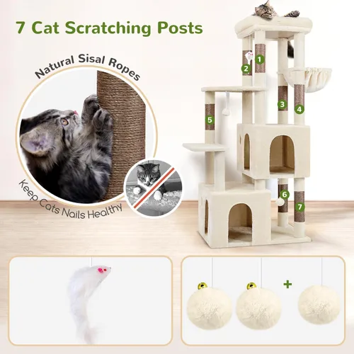 Vista 5 de Globlazer Torre de Gato para Gatos de Interior, Árboles de Gato de Alta Resistencia para Gatos Grandes Gatos Adultos Grandes Torre de Gato Maine