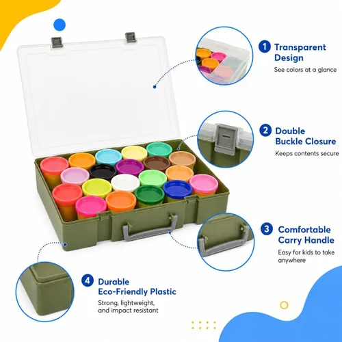 Vista 3 de FULLCASE Case for Play-Doh Modeling Compound 20-Pack Case of Colors 3-Ounce Cans,Storage Box Organizer Container Holds 32-Pack of 1-Ounce Modeling