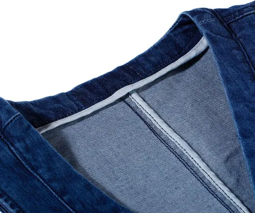 Vista 5 de chouyatou Chaleco de mezclilla rasgado con cuello en V y botones para mujer