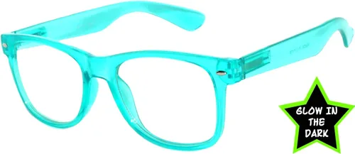 Vista 2 de Gafas de sol de lente transparente vintage brillan en el marco turquesa oscuro