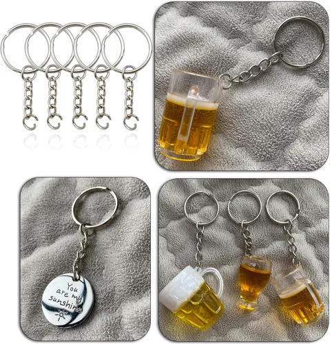 Vista 7 de Llavero con cadena y anillos abiertos de 1 pulgada, paquete de 50, 50pack