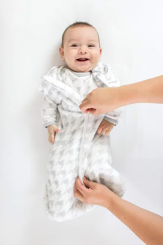 Vista 3 de SwaddleDesigns Saco de dormir de microfibra con cremallera de 2 vías, Puppytooth, negro, 0-6 meses