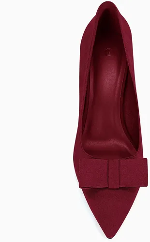 Vista 5 de Coutgo Zapatos de vestir de tacón de gatito para mujer, zapatos de vestir para boda, puntera cerrada, tacón de lazo sexy, zapatos de trabajo