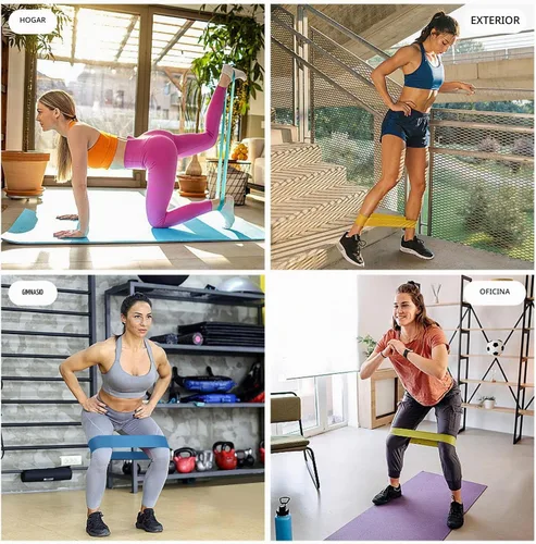 Vista 6 de Resistance Loop Exercise Bands for Home Fitness, Yoga Pilates, Stretching, Strength Training, and Physical Therapy - Elastic Bands Set Workout Bands