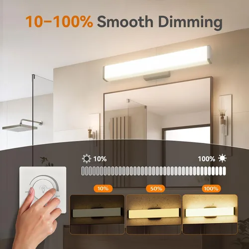 Vista 3 de Amico Luz de tocador de baño sobre espejo de 32 pulgadas, regulable, 5CCT, luces LED de tocador para baño, modernas luces de pared negras