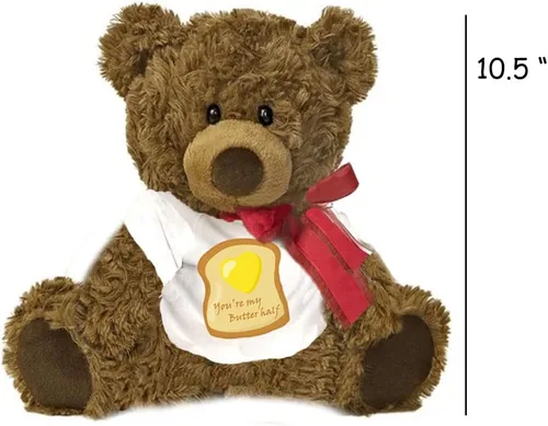 Vista 5 de Oso de peluche de regalo para parejas con camisa divertida para marido, esposa, oso de peluche marrón personalizado con nombre personalizado