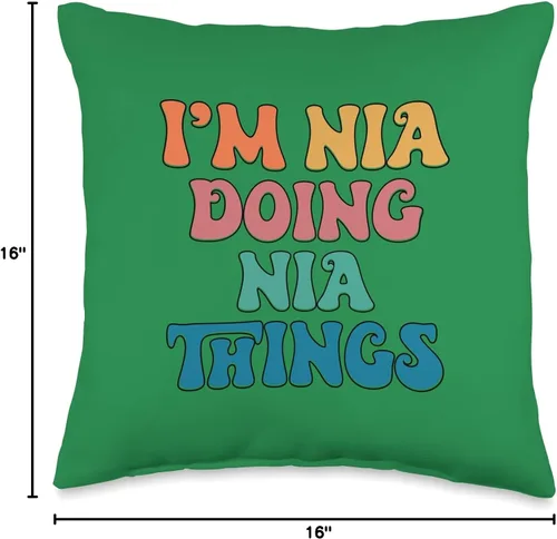 Vista 4 de For Someone Named Nia Designs Funny Name, Nia Things - Almohada de 16 x 16 pulgadas, multicolor