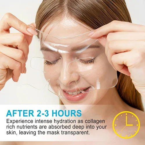 Vista 3 de Máscara profunda real de bio-colágeno, máscara facial de colágeno, máscara de colágeno para mujeres con ácido hialurónico, máscaras faciales