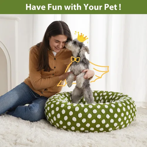 Vista 4 de BFPETHOME Camas de perro en forma de dona para perros pequeños, camas redondas para gatos de interior, cama relajante para cachorros y gatitos