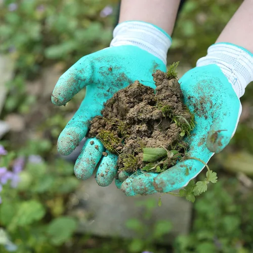 Vista 4 de COOLJOB Guantes de jardinería de goma a granel de tamaño mediano y guantes de trabajo a prueba de espinas, 7 pares en total