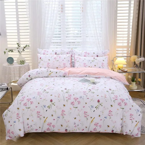 Vista 12 de URBONUR Funda de Edredón de Algodón Egipcio 100% Tamaño Twin 3 Piezas Juego de Fundas de Edredón Floral Juego de Fundas de Consolador Flores de Flor