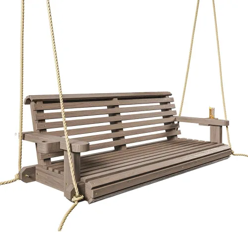 Vista 7 de Porchgate Amish - Columpio para porche con tratamiento cómodo, de 800 libras, con cuerdas (4 pies, abedul)