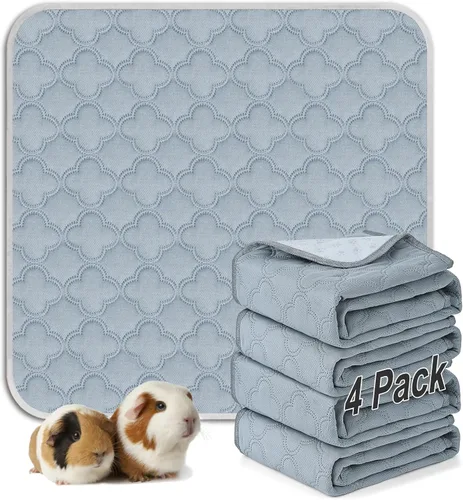 Vista 40 de FunFurry Forro lavable para jaula de conejillo de indias, paquete de 4 almohadillas reutilizables y lavables, ropa de cama impermeable para Azul
