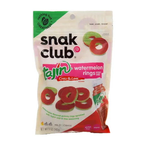 Vista 17 de Snak Club Tajin Anillos de Manzana, Bocadillos Gomosos Dulces y Sabrosos, Tamaño de Aperitivo de 2.5oz, 12
