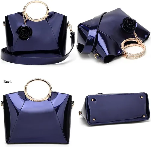 Vista 3 de ZiMing Bolsos de charol para mujer, con asa superior, elegante, bolso de noche, bolsos de hombro para mujer