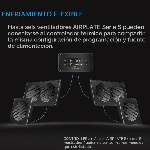 Vista 3 de Ventilador de refrigeración termostato AC Infinity CONTROLLER 2, con controlador de velocidad, para gabinete de cine en casa con medios AV