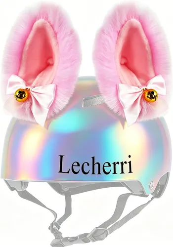 Vista 7 de Casco de orejas de gato, paquete de 2 con campana, accesorios de casco reutilizables de para motocicleta, bicicleta, esquí, ATV, decoración de casco