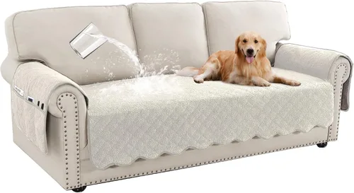 Vista 9 de Turquoize Fundas de sofá impermeables para perros, fundas protectoras para mascotas, fundas de sofá lavables con bolsillo lateral para sofá de 3