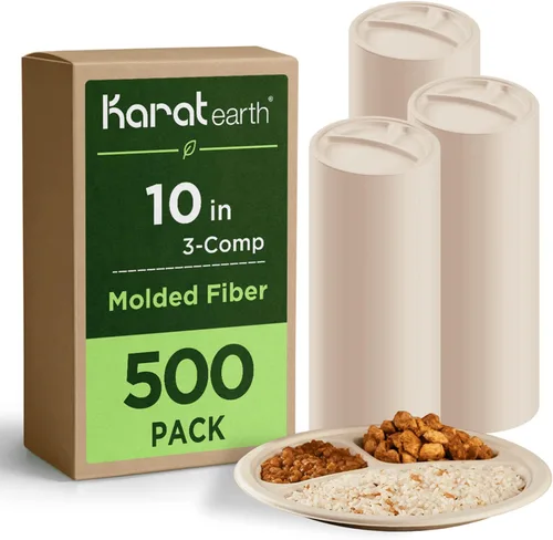 Vista 12 de Karat Earth Platos de papel desechables compostables de 6 pulgadas, paquete de 1000