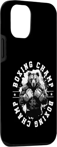 Vista 3 de iPhone 14 Boxing Champ Bear Animal Gym Estuche con cita de boxeador de luchadores