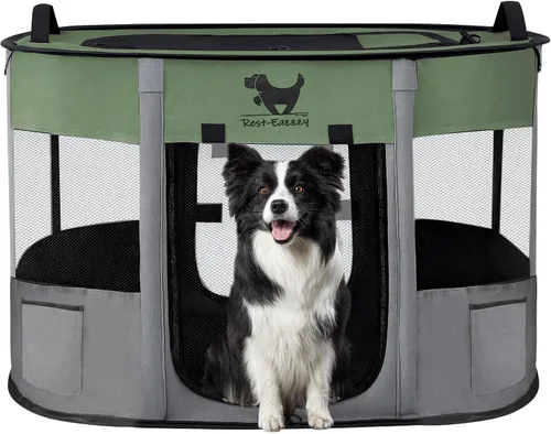 Vista 10 de Rest-Eazzzy Corralito para Perros, Corralito Plegable para Gatitos para Perros Medianos, Corralito Portátil para Mascotas con Cubierta de Sombra