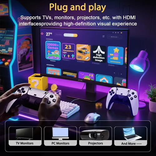 Vista 3 de Wireless Retro Game Console Built-in 20000+ Games and 23 Emulators, 2025 New Plug & Play Retro Gaming Console with 4K Output & Dual 2.4G