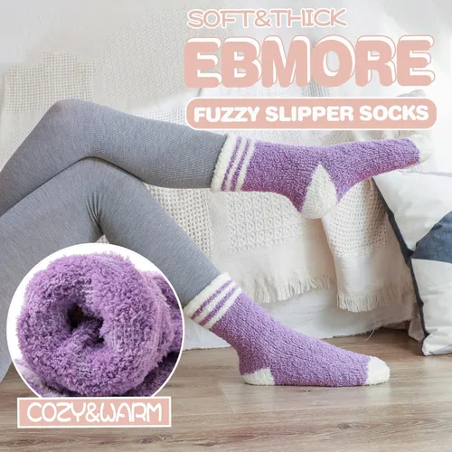 Vista 3 de EBMORE Womens Fuzzy Socks Slipper Fluffy Cozy Comfy Cabin Plush Warm Winter Sleep Home Soft Socks