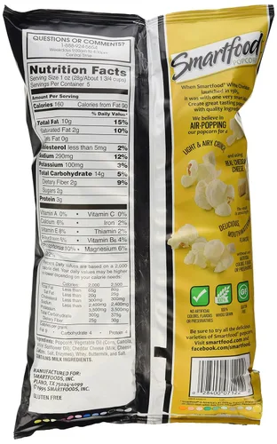 Vista 2 de Smartfood Palomitas de maíz cheddar blanco, 5 onzas