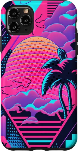 Vista 13 de iPhone 16 Retro Vaporwave Vibes - Funda para amantes de la nostalgia de la música de los años 90