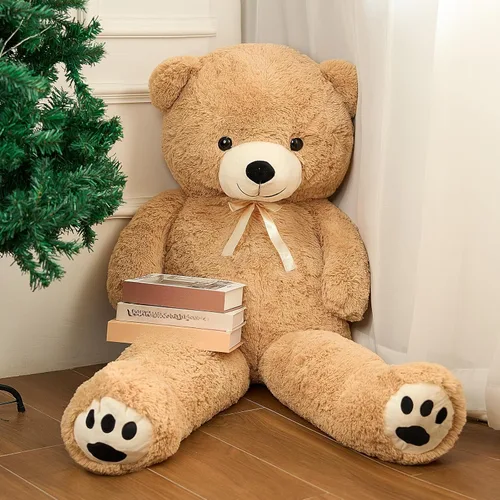 Vista 10 de Meooeck - Oso de peluche grande y grande, bonito regalo de felpa para novia, esposa, amante, aniversario de cumpleaños (lazo, 4 pies, morado)