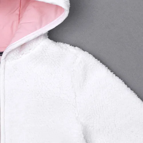 Vista 5 de Chaqueta con capucha de forro polar para bebés, niñas y niños, abrigo cálido de invierno con orejas