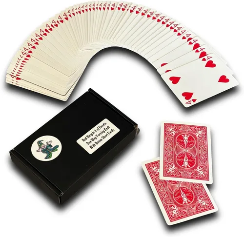 Vista 12 de Ted's Sterling Magic Kit de truco de bicicleta unidireccional con 52 cartas idénticas, corazones de espalda roja (Ace)