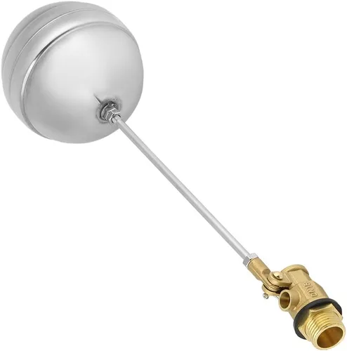Vista 8 de Oumefar Válvula de flotador de latón DN15 G1/2 Rosca macho Bola de flotador de acero inoxidable Interruptor sensor de agua para tanque de agua