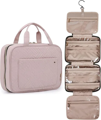 Vista 6 de BAGSMART Neceser grande con 6 cubos de embalaje, color rosa