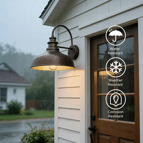 Vista 5 de Bestshared Paquete de 4 luces de pared para exteriores, luz de granero de granja, farol resistente al agua para exteriores, base E26, aplique
