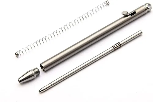 Vista 3 de Mini Titanium Creative Signature Pen Bolt Action Pen Cool Llavero Accesorios Gadgets útiles Herramienta al aire libre (gris)