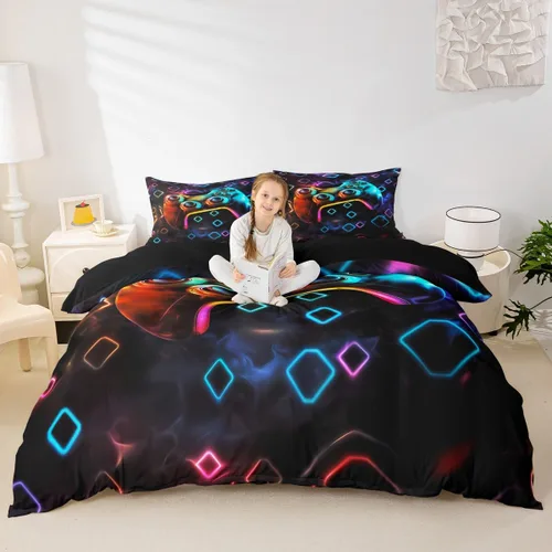 Vista 12 de Castle Fairy Juego de funda de edredón con estampado de guitarra, tamaño individual, juego de ropa de cama reversible con temática musical