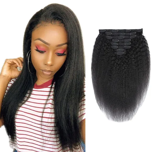 Vista 9 de Extensiones de cabello ondulado con clip, rizado natural, 100% cabello humano brasileño sin procesar, para mujeres negras (12 pulgadas)