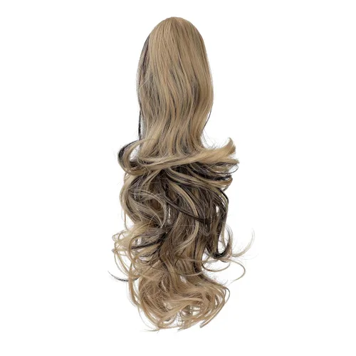 Vista 3 de Colas de caballo con clip para mujer, extensión de cola de caballo rizada de 18 pulgadas, 20 pulgadas, extensiones de cabello ondulado, color rubio