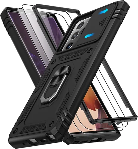 Vista 31 de Gritup Funda para Google Pixel 6 con cubierta deslizante para cámara y protector de pantalla (2 unidades), soporte de anillo giratorio 360°, funda