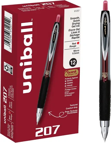 Vista 34 de Uniball Signo - Bolígrafo de gel retráctil, mediano de 0.028 in, tinta azul, barril con detalles azul/metálico, docena (paquete de 12)